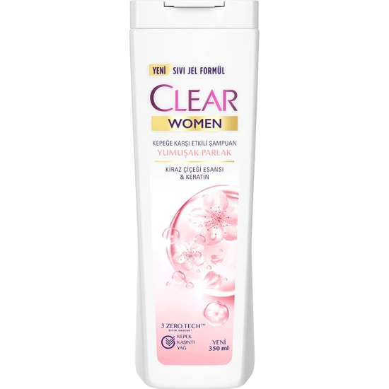 Clear Women Kepeğe Karşı Etkili Şampuan Yumuşak Parlak Kiraz Çiçeği Esansı & Keratin 350 ml