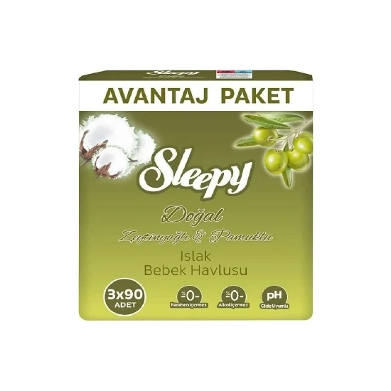 Sleepy Islak Mendil 3x90 Adet Zeytinyağlı