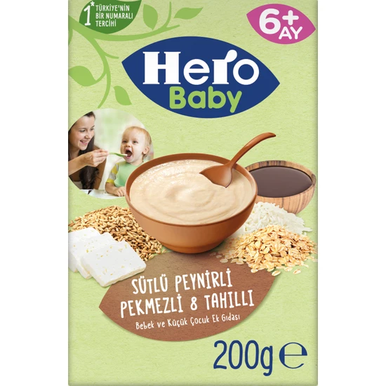 Hero Baby Sütlü 8 Tahıllı Peynirli Pekmezli Kaşık Mama 200g