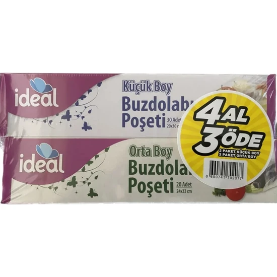 İdeal Buzdolabı Poşeti 4 Al 3 Öde 2 Orta + 2 Küçük