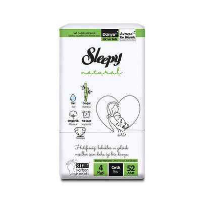 Sleepy - Natural Bebek Bezi 4 Numara 52 Adet