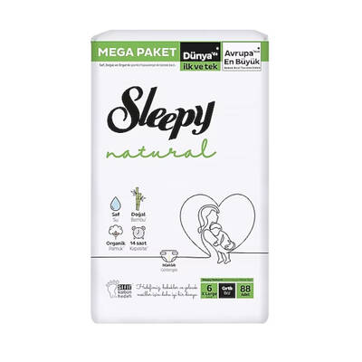 Sleepy - Natural Bebek Bezi 6 Numara 88 Adet