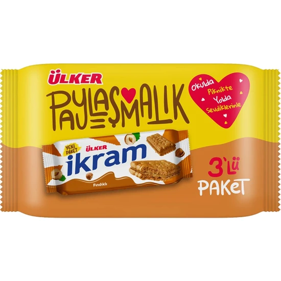 Ülker - İkram Fındıklı Kremalı Bisküvi 3X84 gr